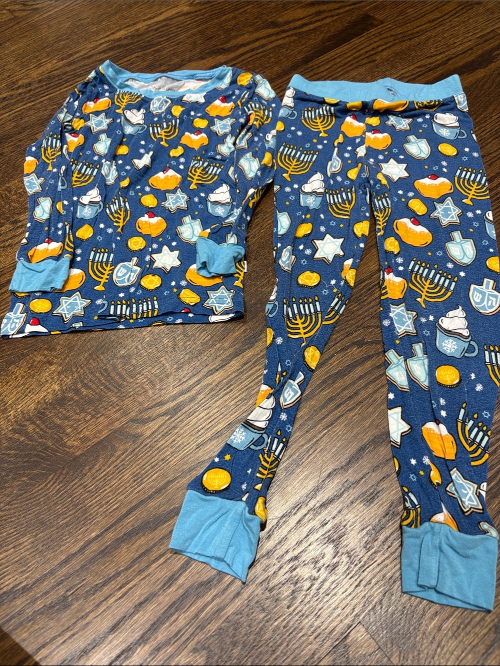 Little Sleepies Blue Holiday Menorah & Dreidel Kids Pajama Set